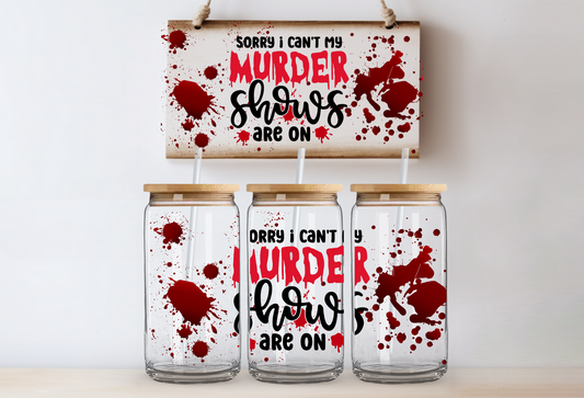 16oz Murder Shows Can Glass Cup